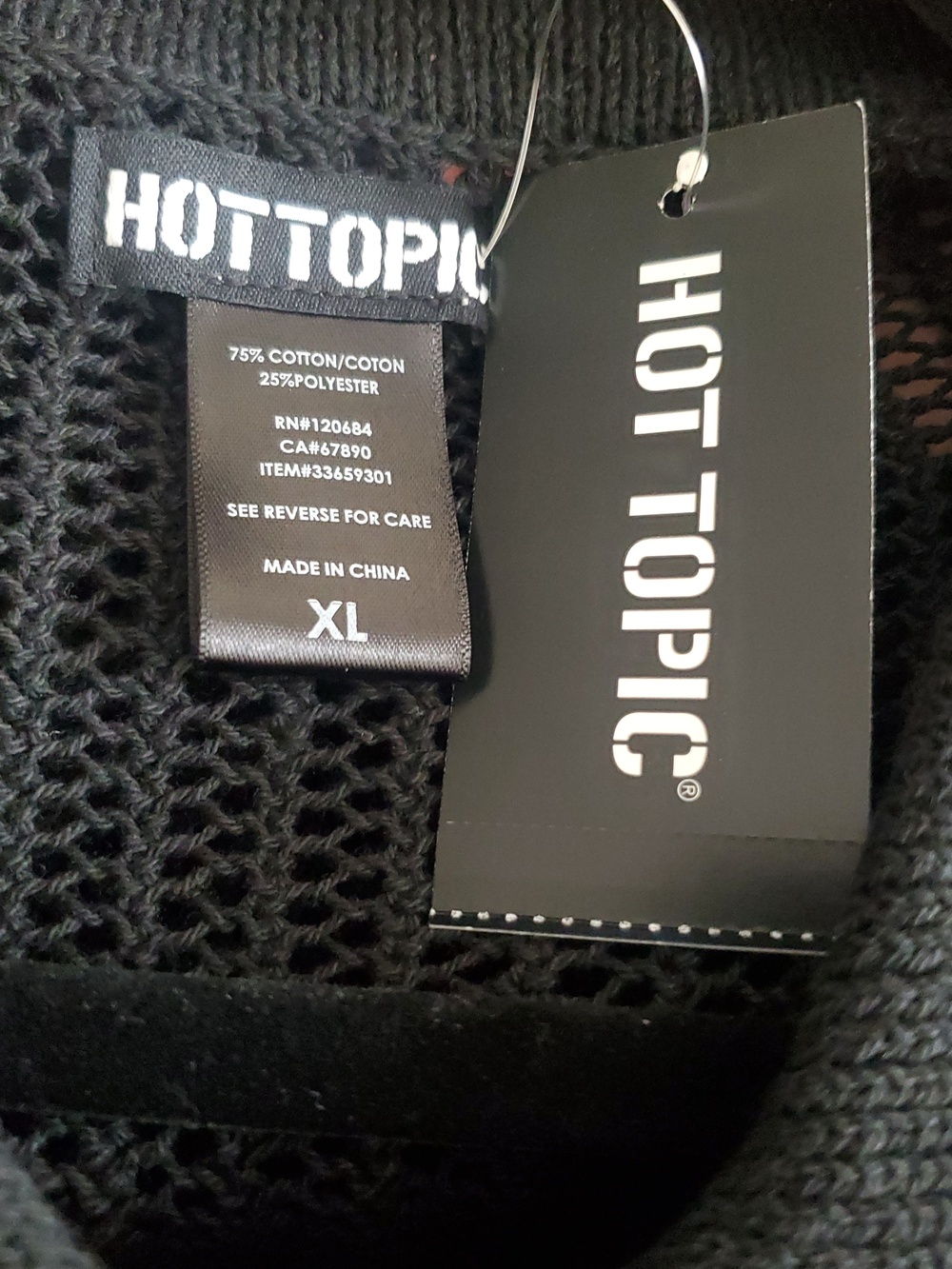 *NWT* Hot Topic'S Black Open-Knit Collared Button Cardigan - Picture 11 of 14